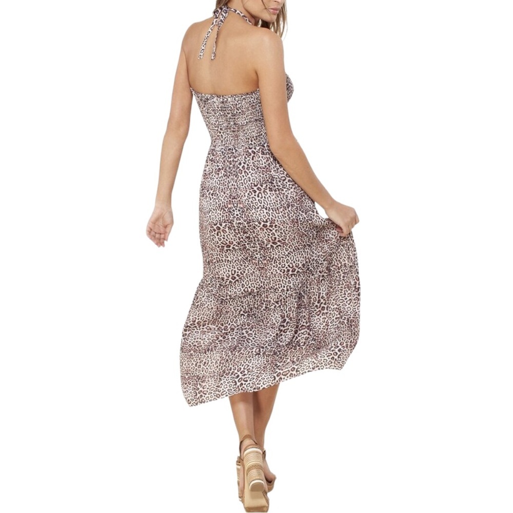 Hale Bob Animal Leopard Print Halter Neck Maxi Dress XL